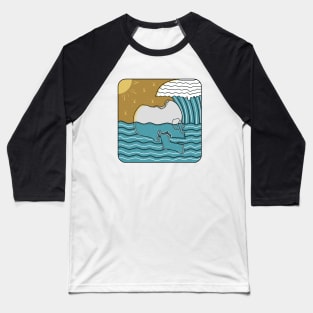 Blue Waves and Skull Baseball T-Shirt